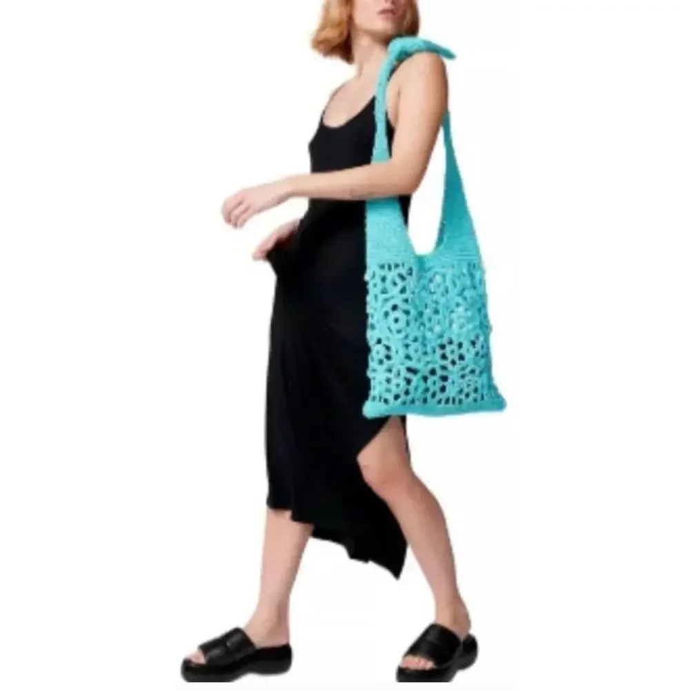 Urban Outfitters Monaco Teal Raffia Hobo Bag